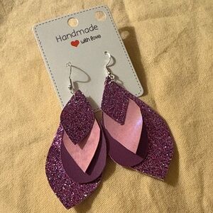 Handmade Pink and Purple Layered Earrings